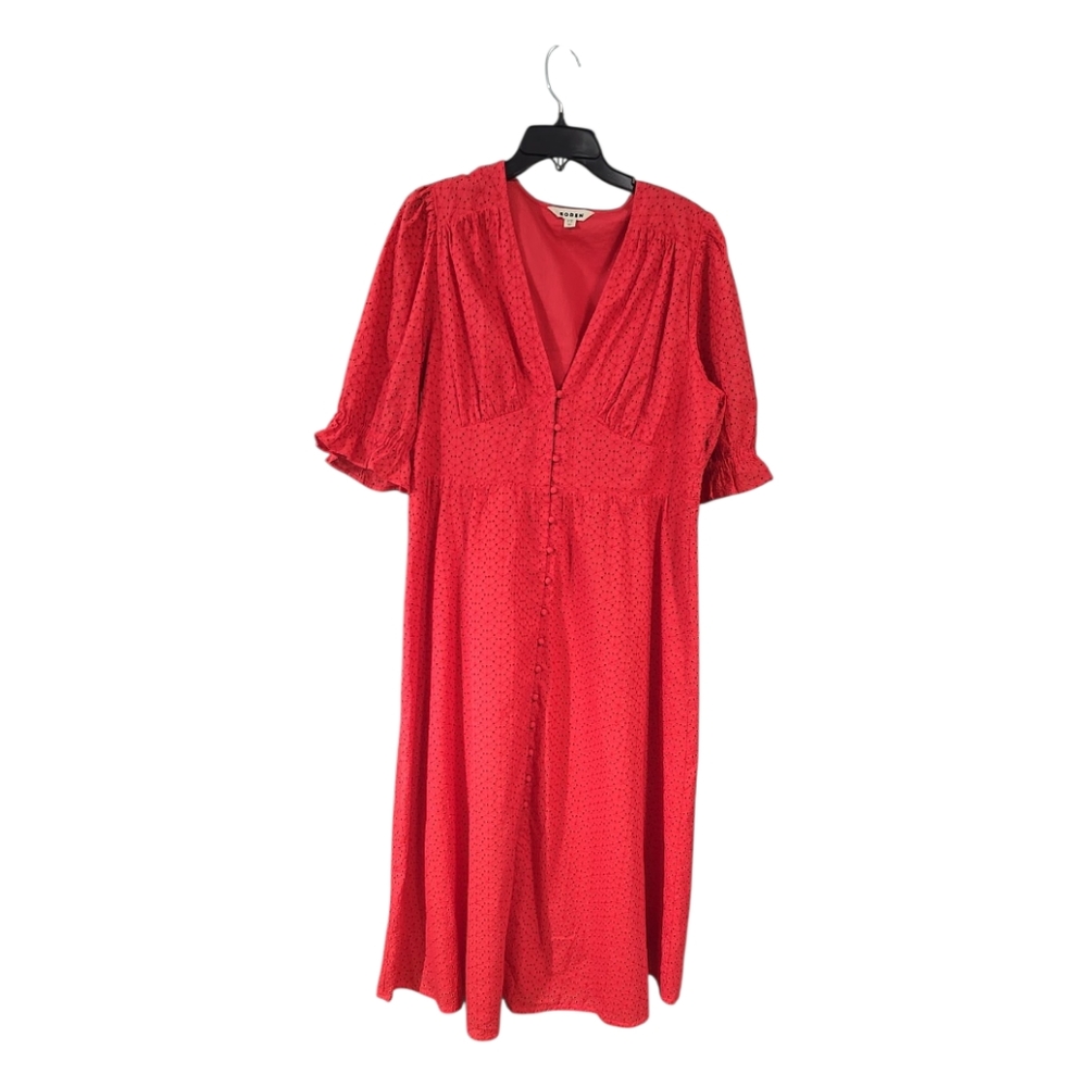 BODEN Broderie Women's Midi Tea Dress In Red Size 14 - Picture 2 of 12